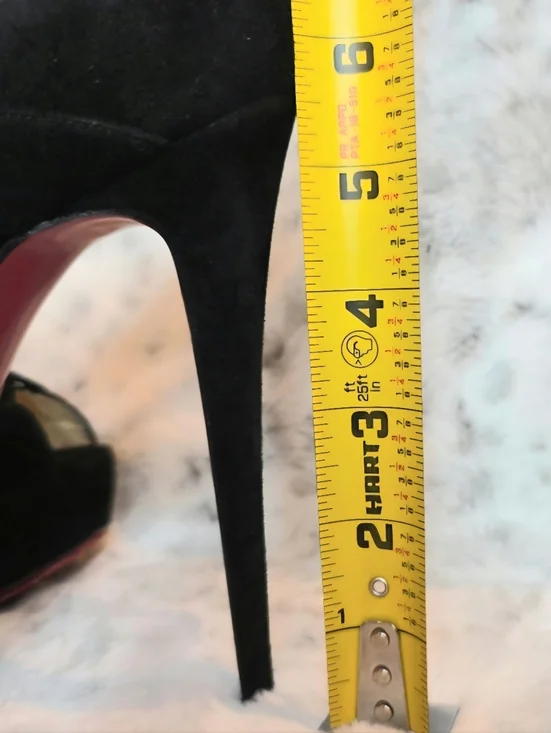 Christian Louboutin Black Suede Strappy Peep-Toe Platform Heels EU 38.5 / US 8 - Picture 11 of 11